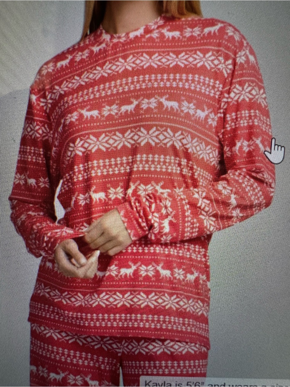 Comfort Cloud Lounge Long Sleeve Holly Red Fair Isle Reindeer Tee XS